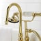 Kingston Brass CA9T2 3-3/8" Tub Wall Mount Clawfoot Tub Faucet with Hand Shower, Polished Brass CA9T2 - alternate 2